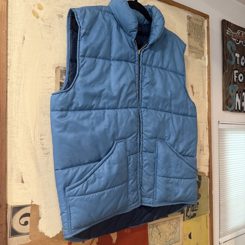 Vintage A & M Industries Puffer Vest Unisex  Made in USA Blue Size L - Picture 2 of 8